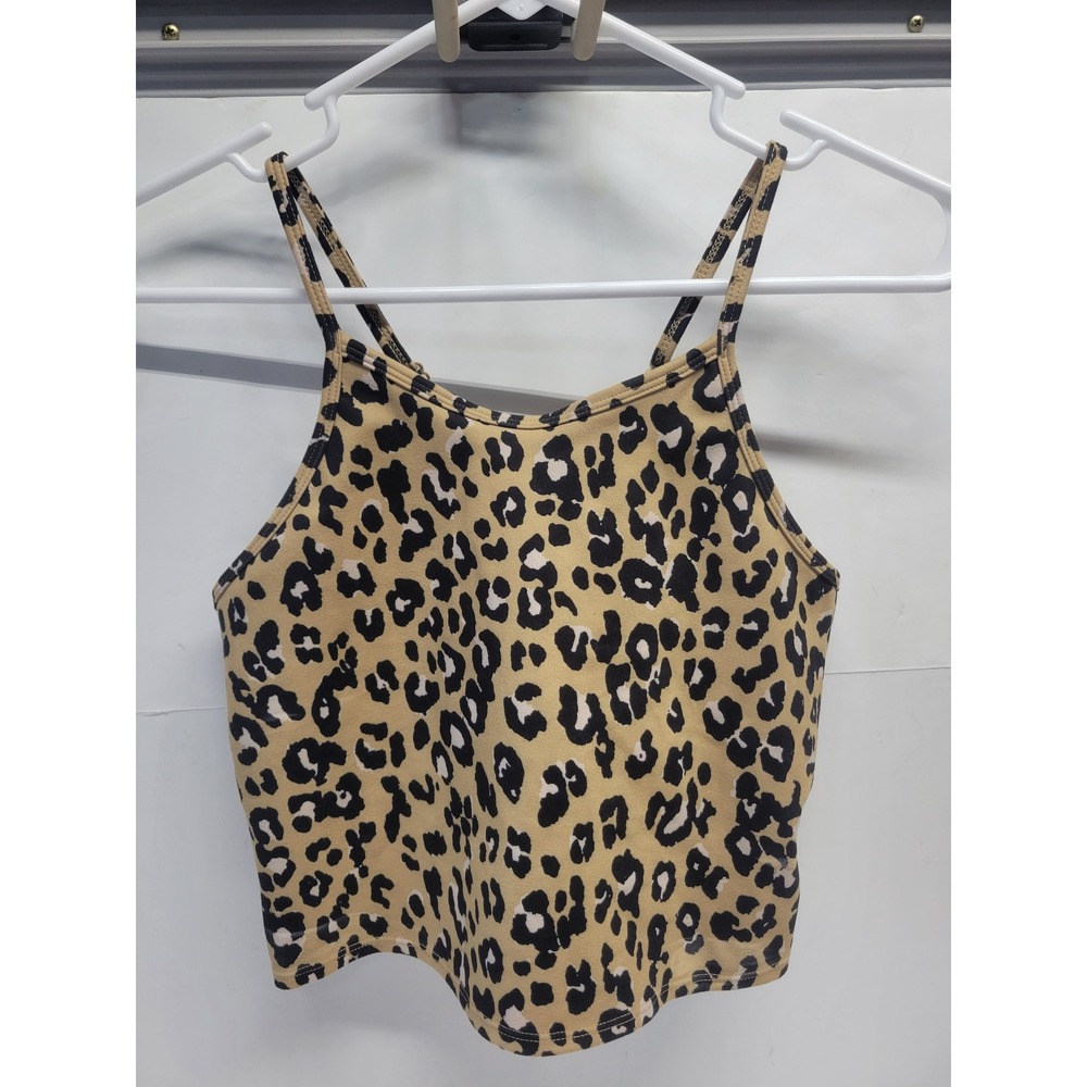 Champion Womens Leopard Print Crop Top Adjustable Strap T-Back Y2K Medium